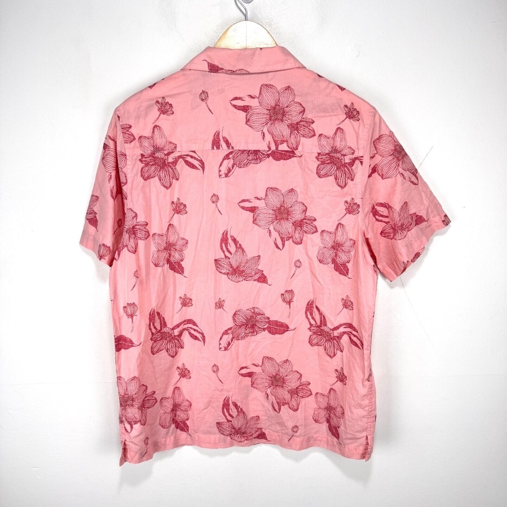 Travis Mathew Rum Ration Hawaiian Camp Shirt Men Medium Pink Red Floral Button - Picture 2 of 9